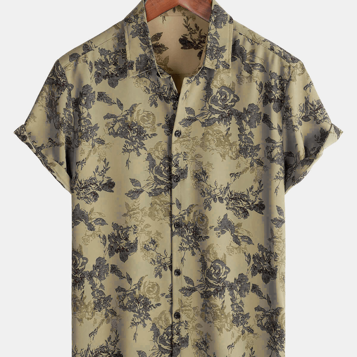Chemise boutonnée d'été à manches courtes pour hommes, kaki, décontractée, florale, Rose, vacances