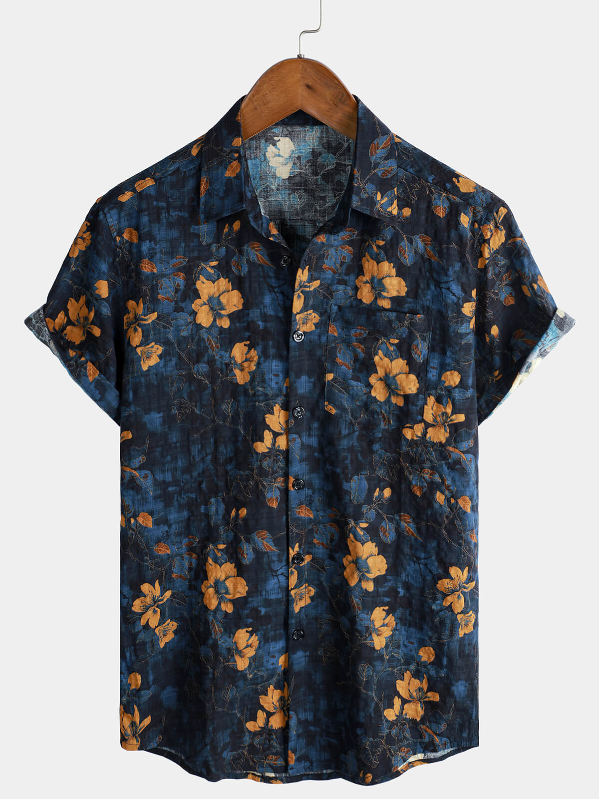Chemise à manches courtes à imprimé floral pour homme, style rétro, idéale pour les vacances