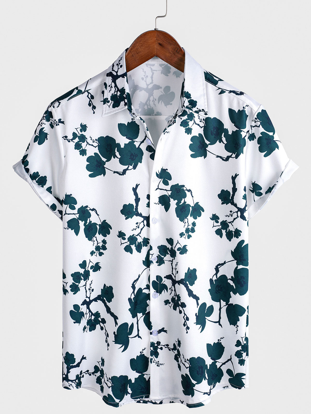 Chemise d'été boutonnée à manches courtes pour homme, motif floral, idéale pour les vacances et la plage