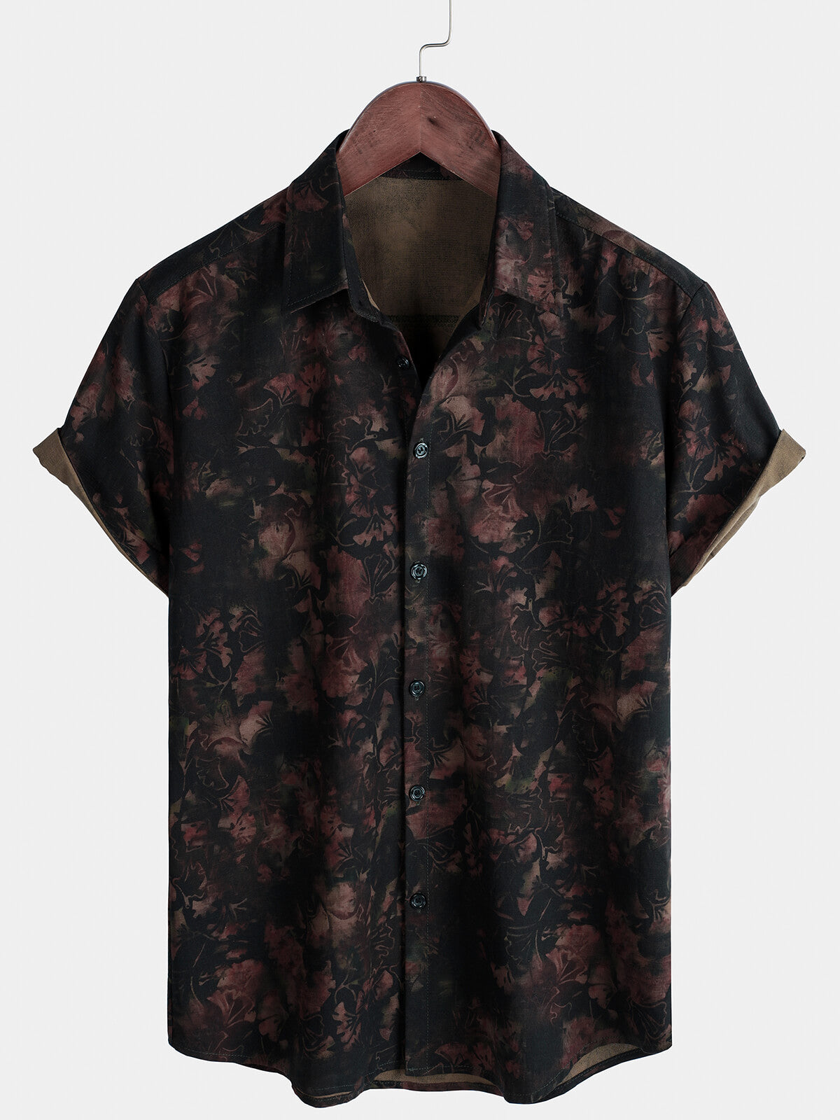 Chemise décontractée d'été respirante à manches courtes pour homme, imprimé floral rétro