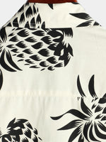 Chemise à manches courtes boutonnée beige pour homme en coton imprimé ananas été plage hawaïenne