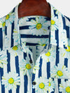 Chemise boutonnée d'été à manches courtes en coton à rayures bleues pour hommes