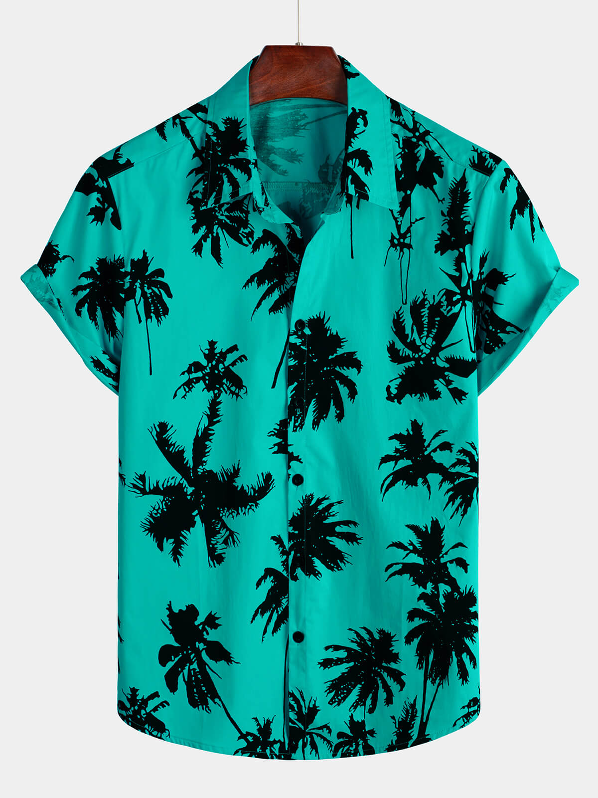 Chemise hawaïenne à manches courtes 100 % coton imprimé palmiers pour homme