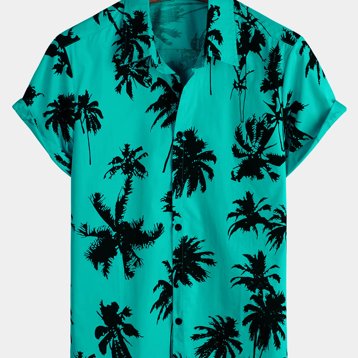 Chemise hawaïenne à manches courtes 100 % coton imprimé palmiers pour homme