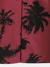 Chemise de plage bordeaux à manches courtes en coton imprimé palmiers pour homme