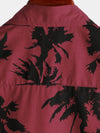 Chemise de plage bordeaux à manches courtes en coton imprimé palmiers pour homme