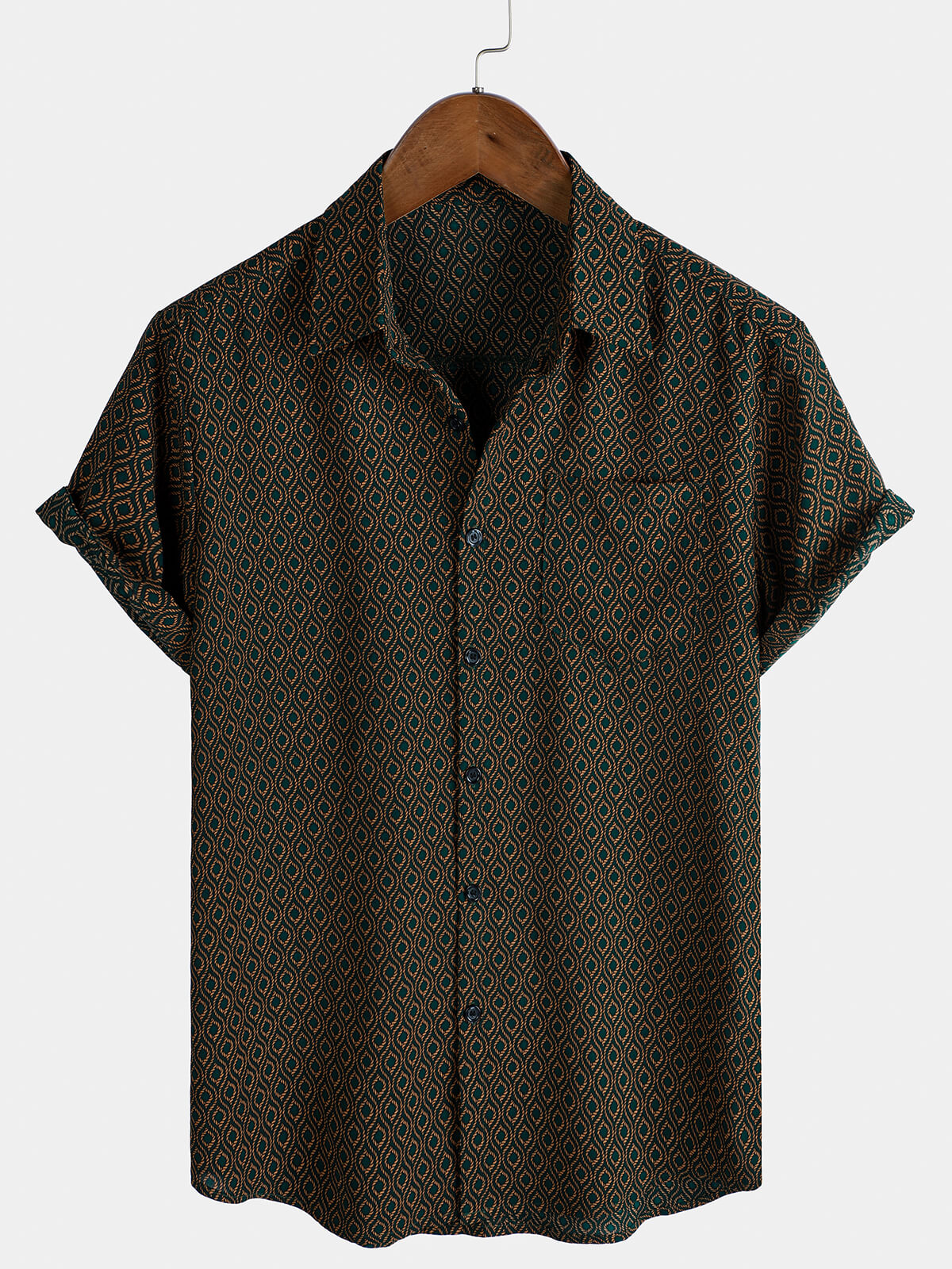 Chemise boutonnée décontractée à manches courtes pour homme, style rétro, idéale pour les vacances