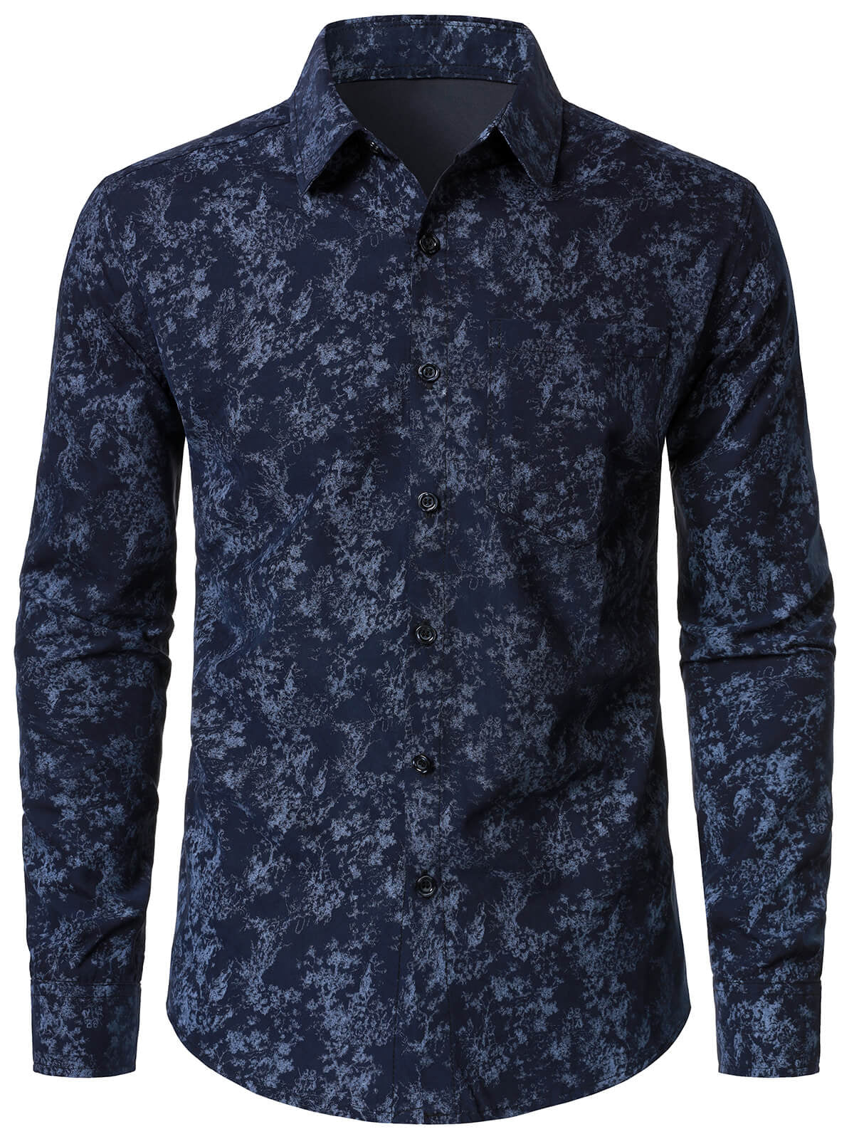 Chemise à manches longues bleu marine à imprimé abstrait pour homme