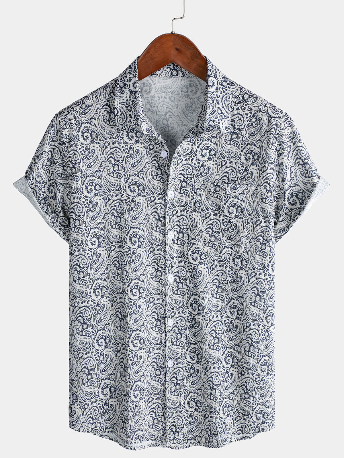 Chemise à manches courtes à poches Paisley pour homme
