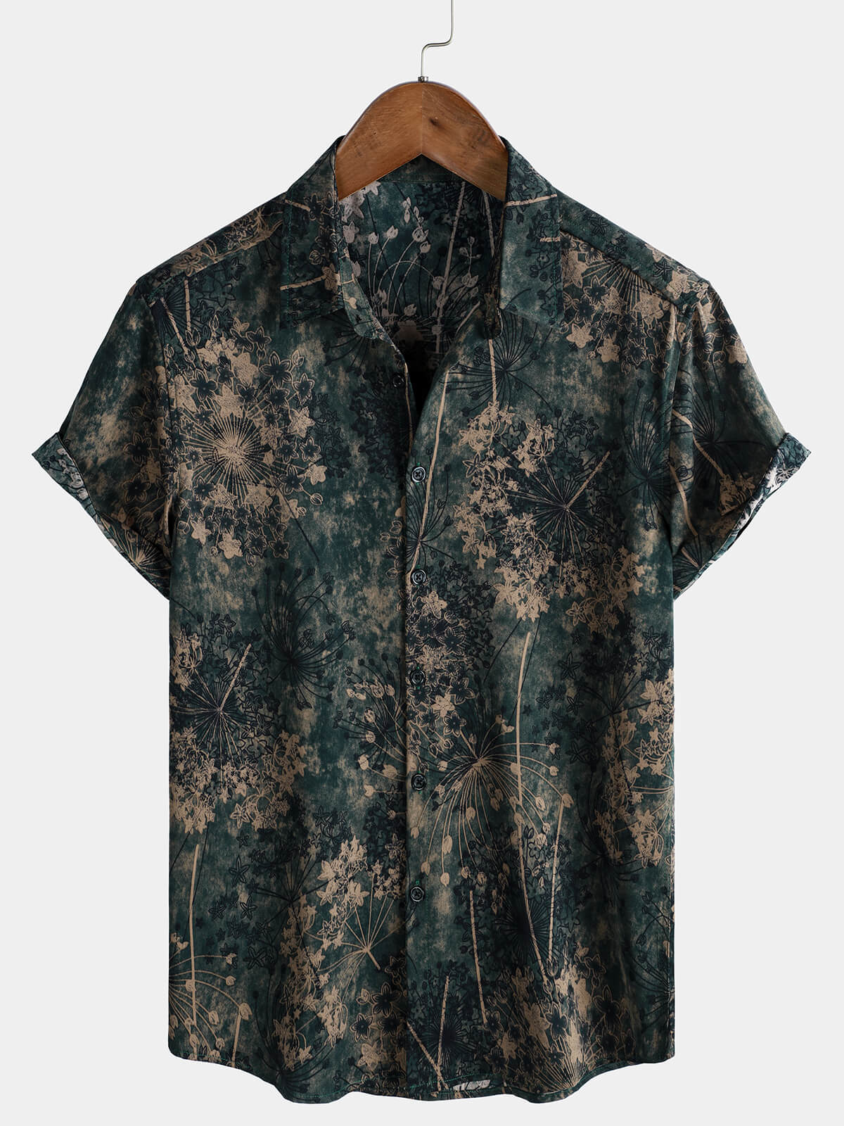 Chemise à manches courtes à imprimé floral rétro pour homme
