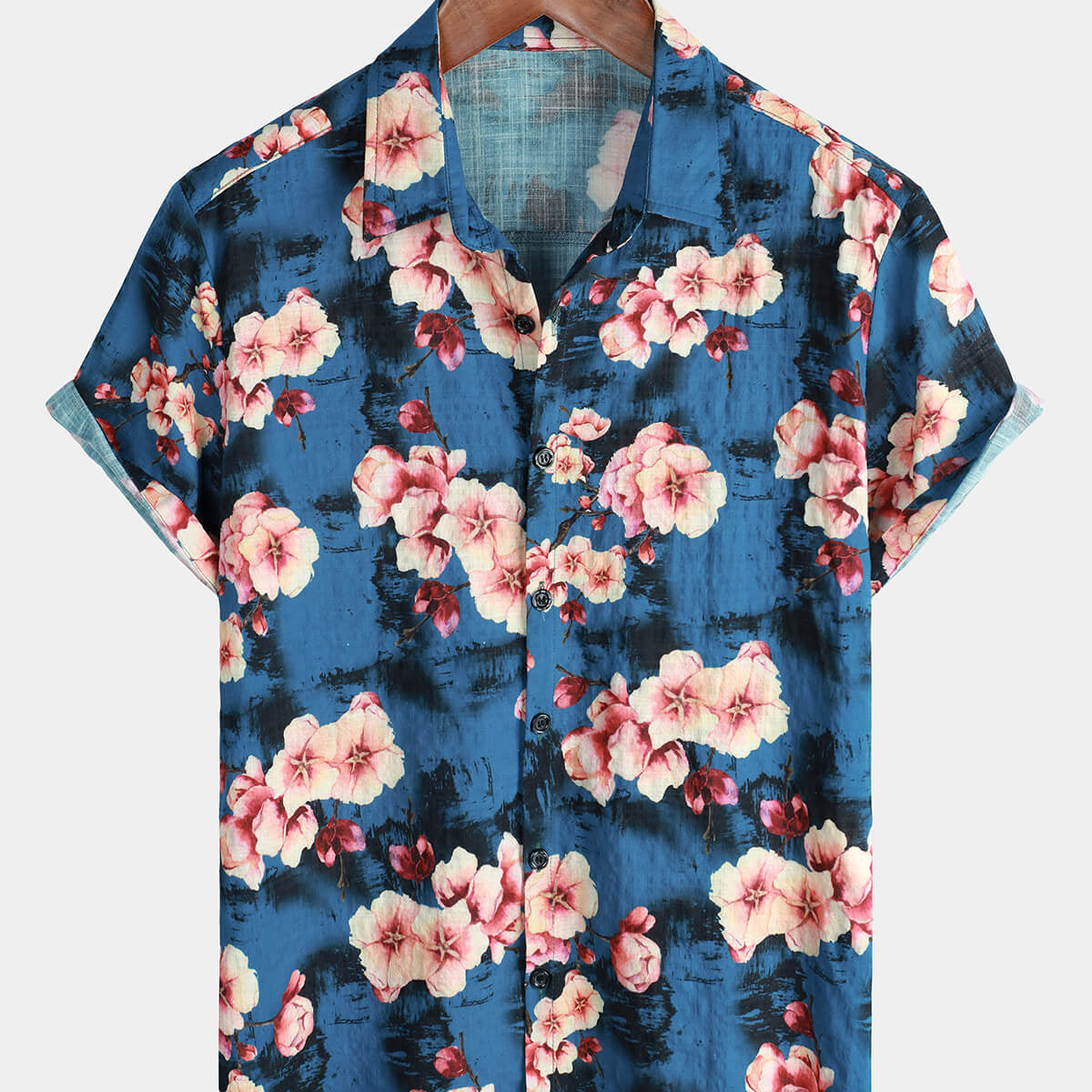 Chemise d'été de plage boutonnée à manches courtes hawaïenne florale d'été pour hommes