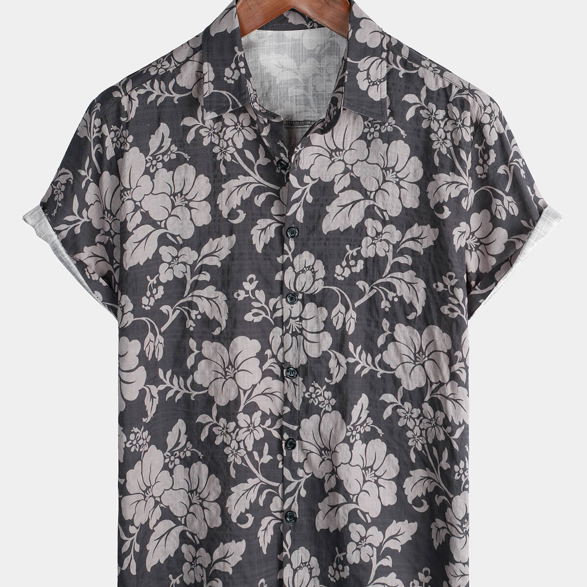 Chemise d'été boutonnée à manches courtes hawaïenne rétro florale pour hommes
