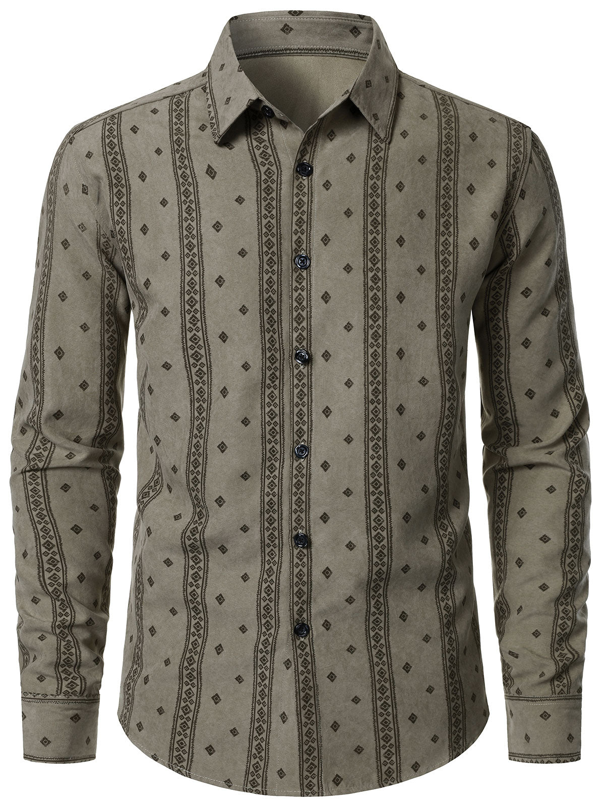 Chemise boutonnée à manches longues et imprimé rayé rétro pour homme