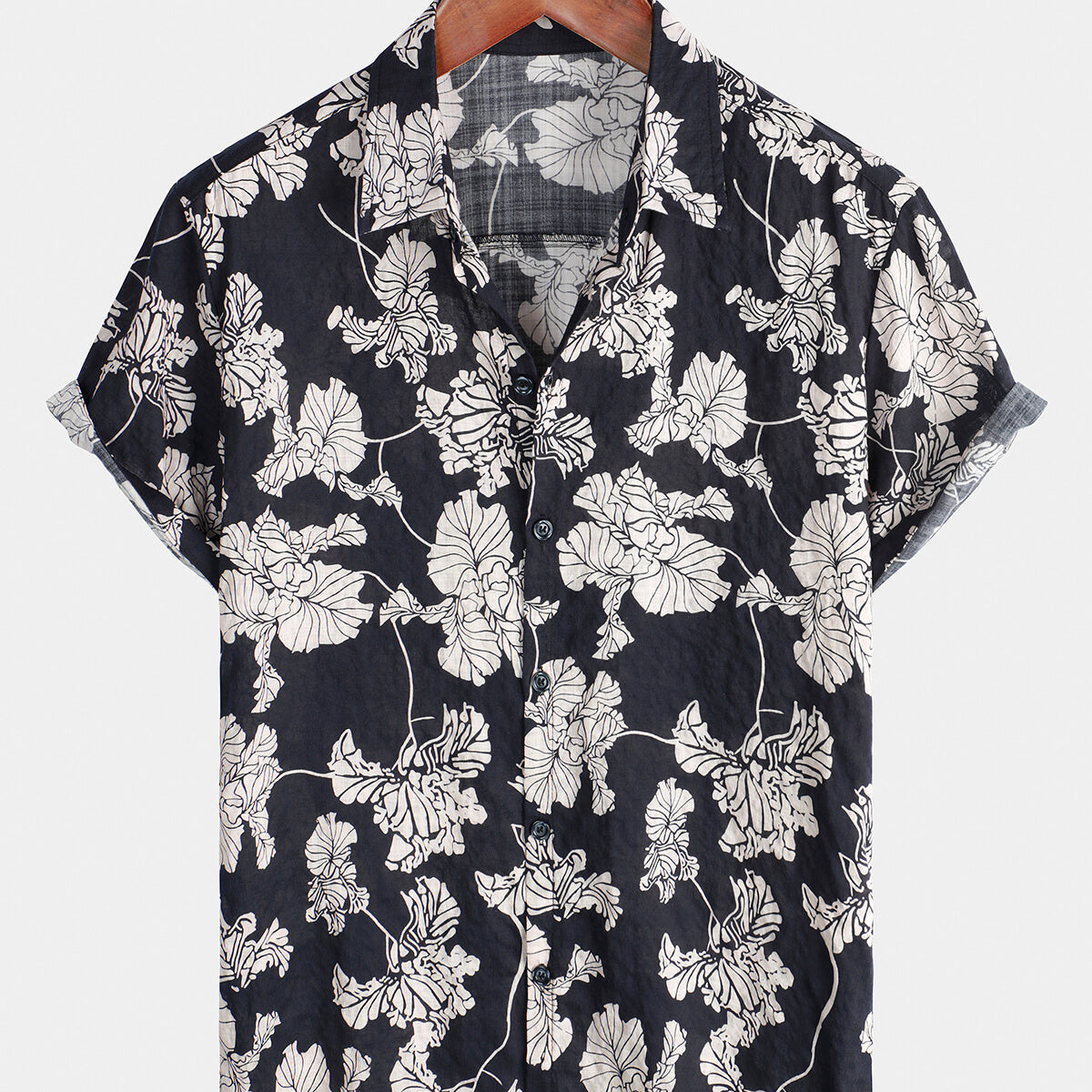 Chemise d'été boutonnée à manches courtes hawaïenne florale décontractée pour hommes