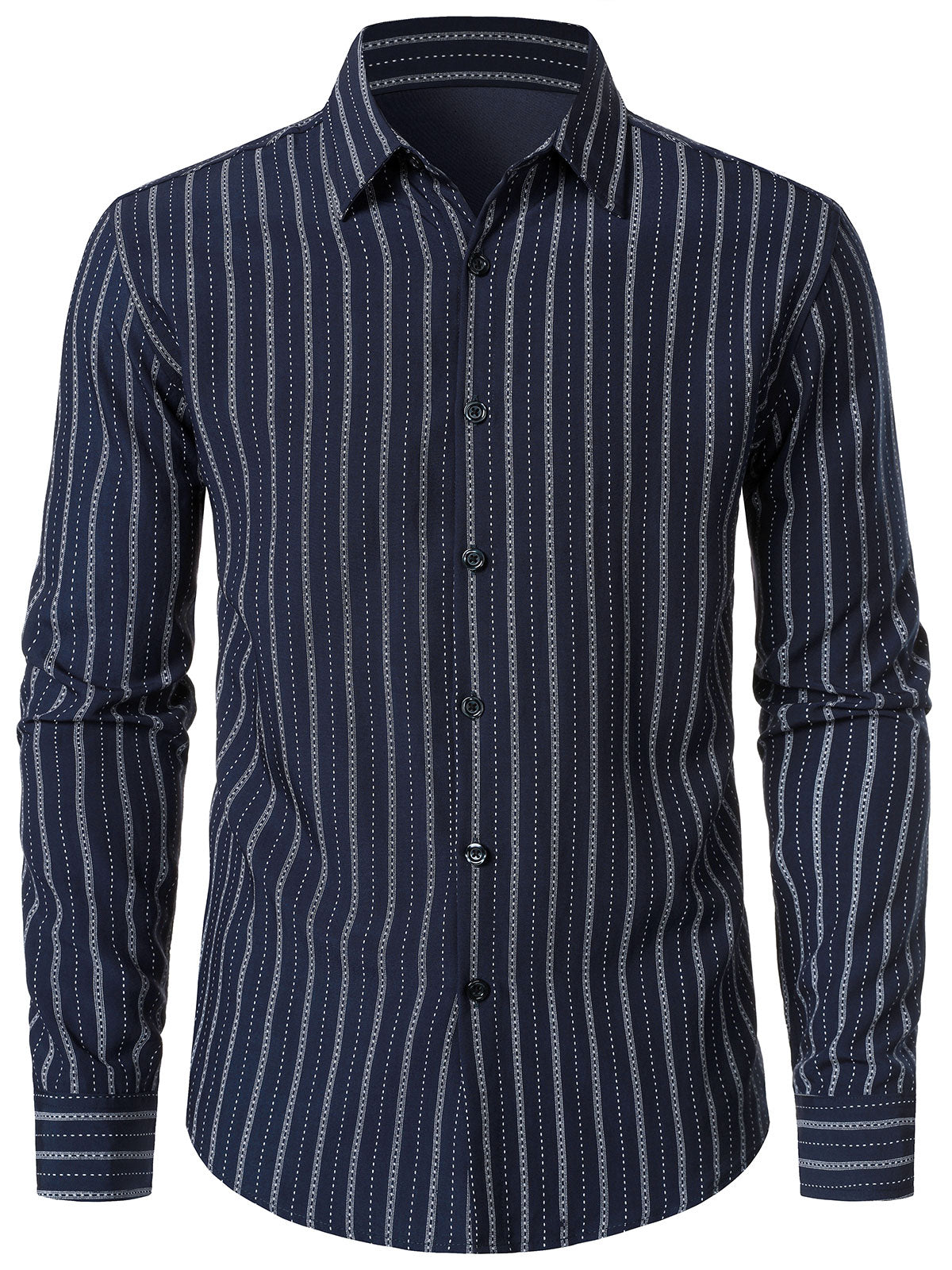 Chemise boutonnée à manches longues et rayures classiques pour homme