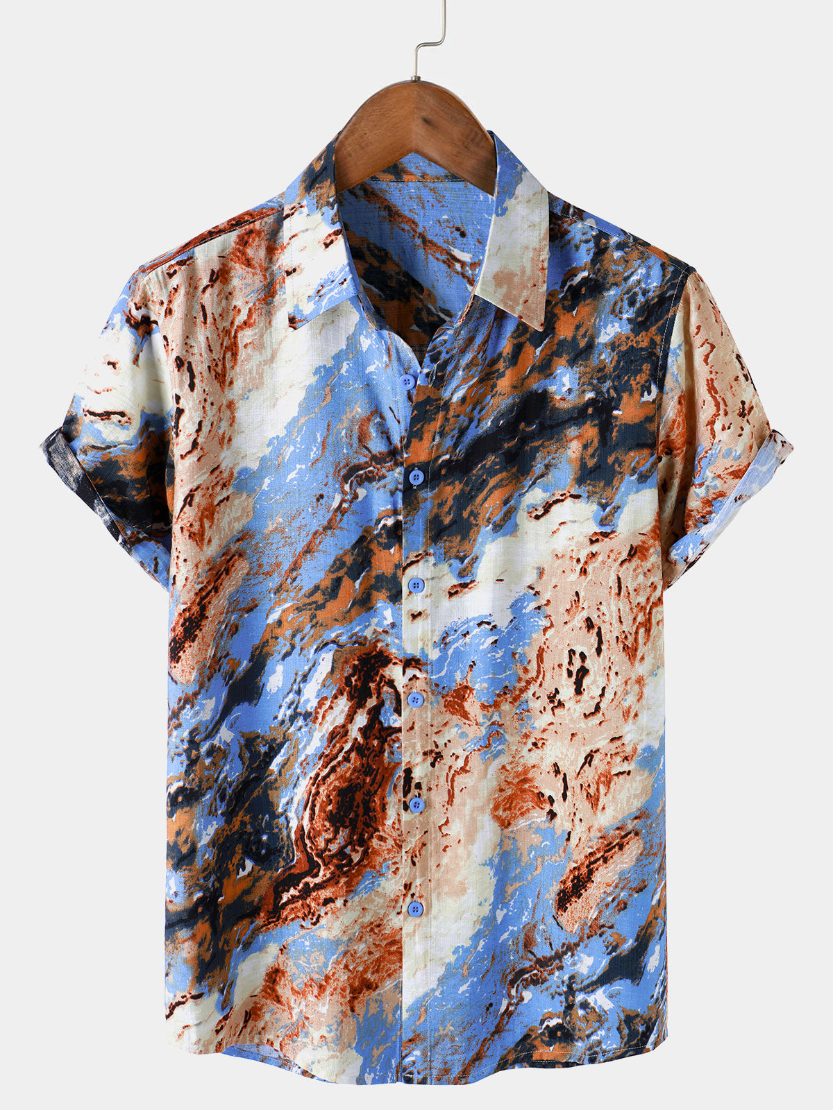 Chemise Homme à Motif Abstrait Vacances Manches Courtes
