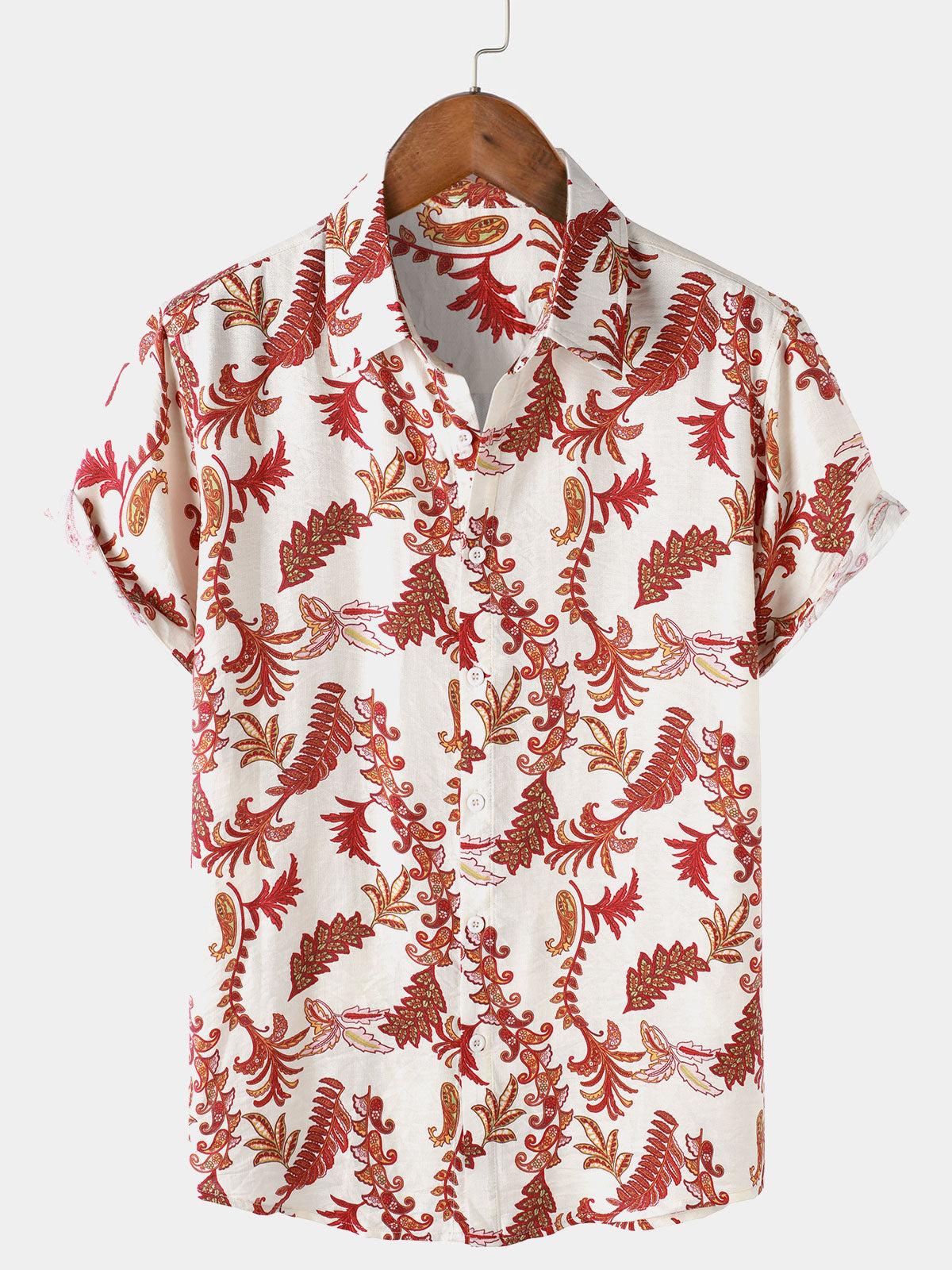 Chemise Homme à Fleurs et Motif Paisley de Vacances Manches Courtes Boutonnée