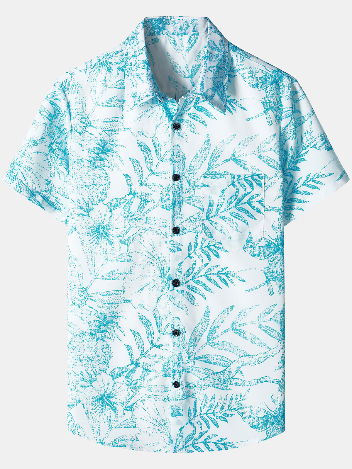 Chemise hawaïenne décontractée Aloha bleue à imprimé tropical pour homme