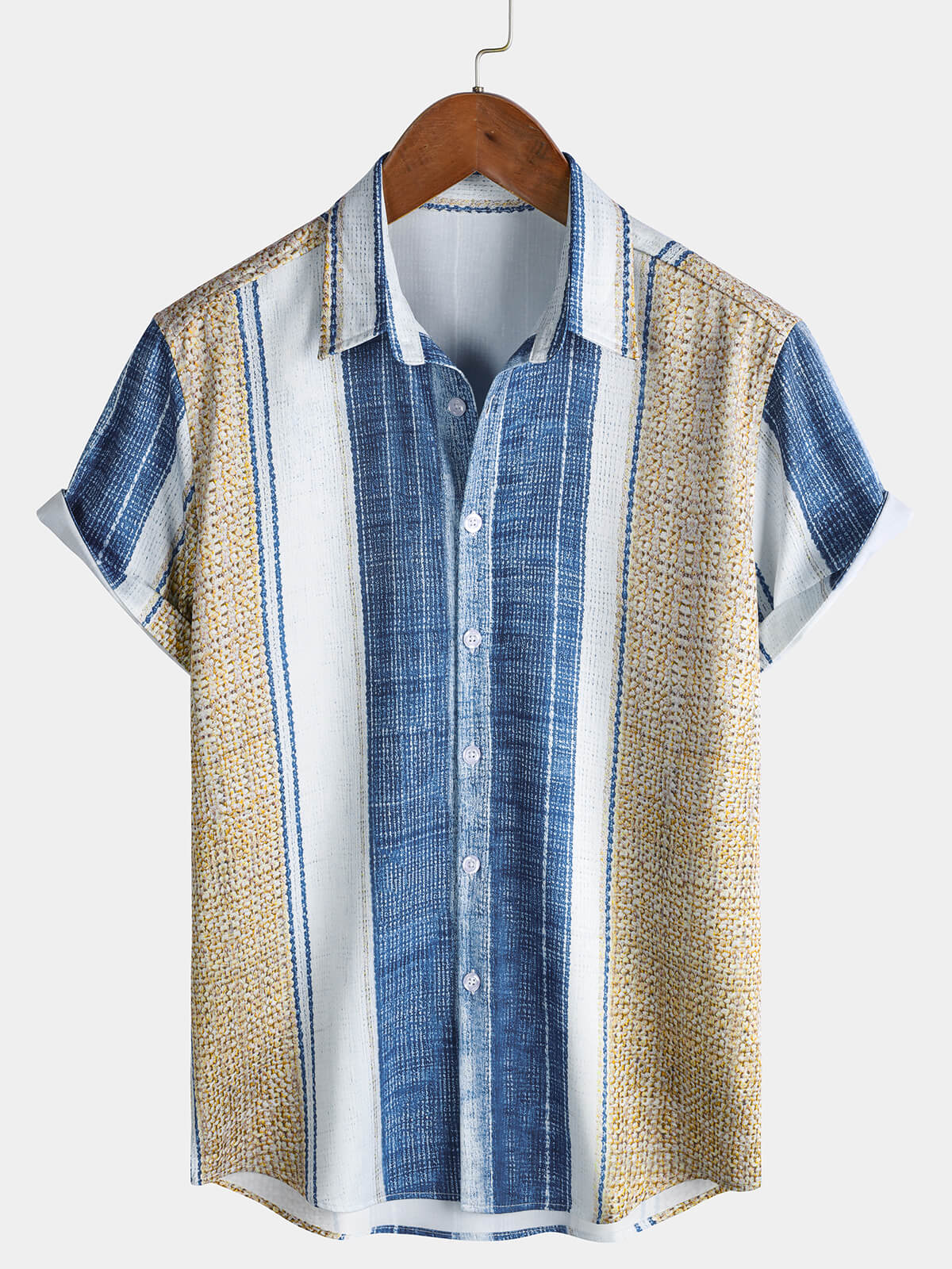 Chemise Homme à Imprimé Rayures Graphiques Manches Courtes