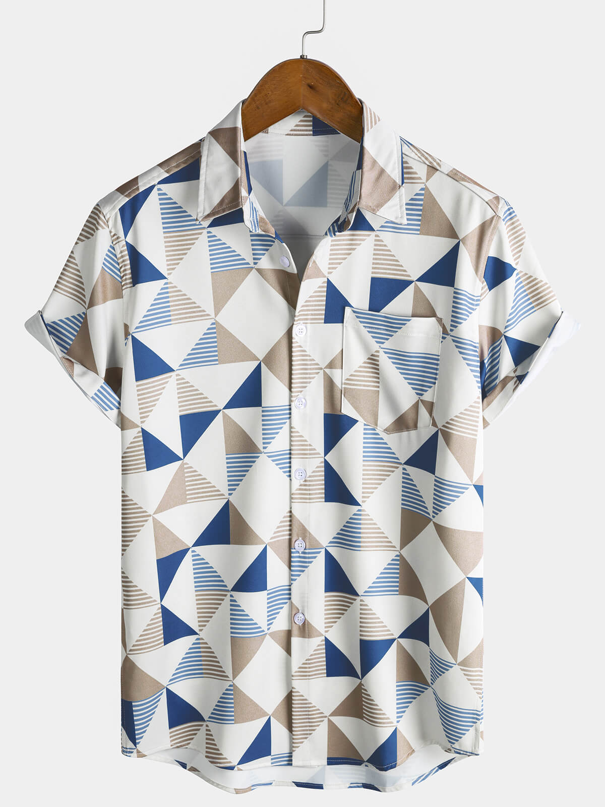 Chemise Homme Géométrique Triangle Manches Courtes