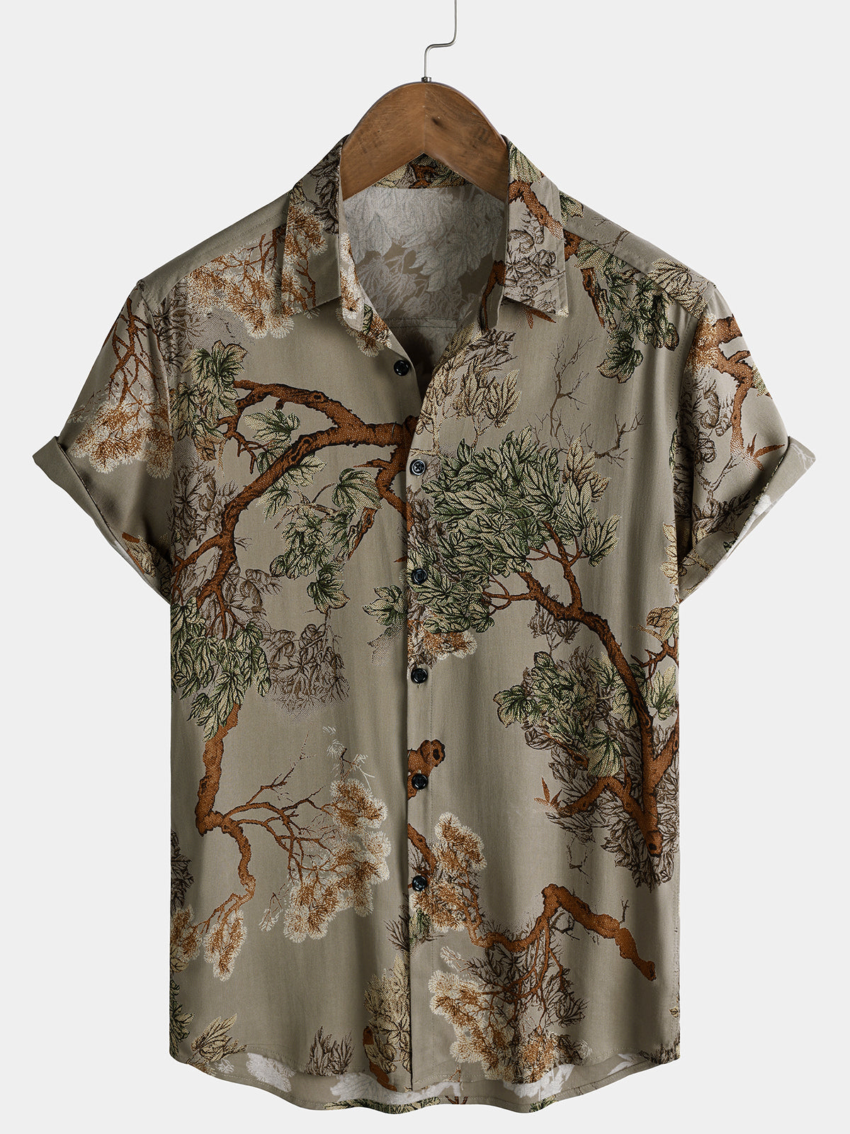 Chemise Homme à Imprimé Forêt Vintage Manches Courtes