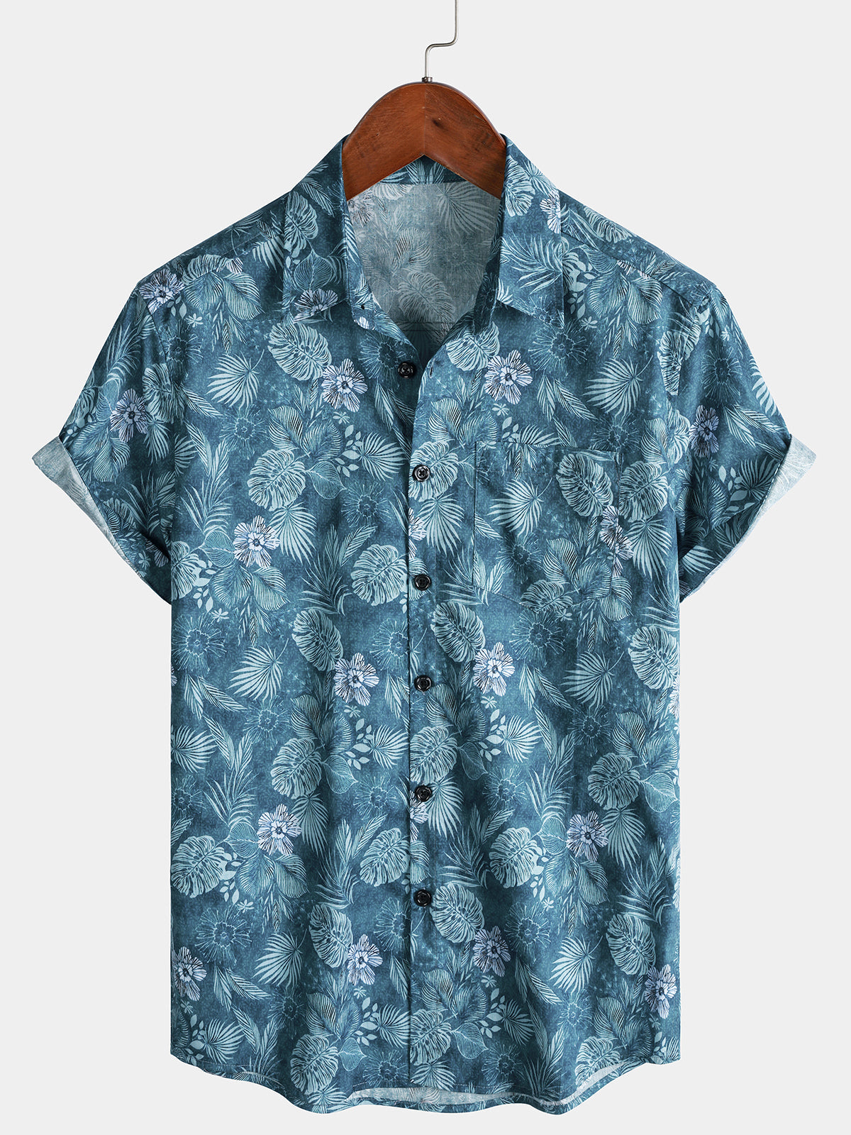 Chemise Homme à Imprimé Floral Tropical Légère et Respirante Décontractée Manches Courtes