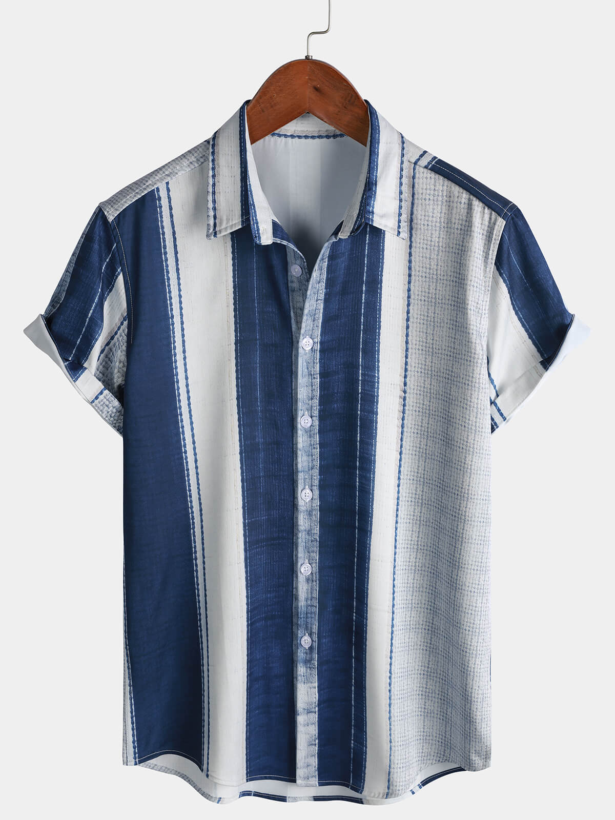Chemise Homme à Rayures Graphiques Décontractée Manches Courtes