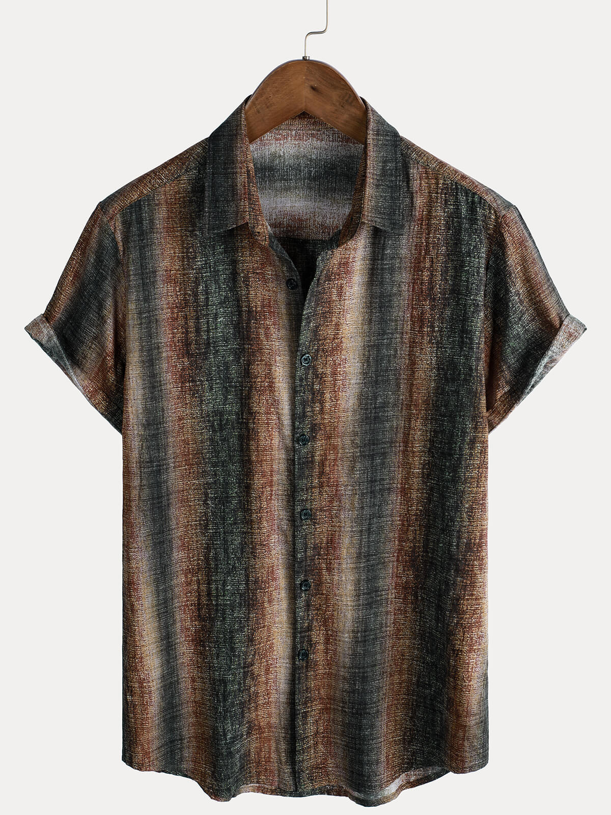 Chemise décontractée à manches courtes pour homme, imprimé rétro à rayures, idéale pour les fêtes