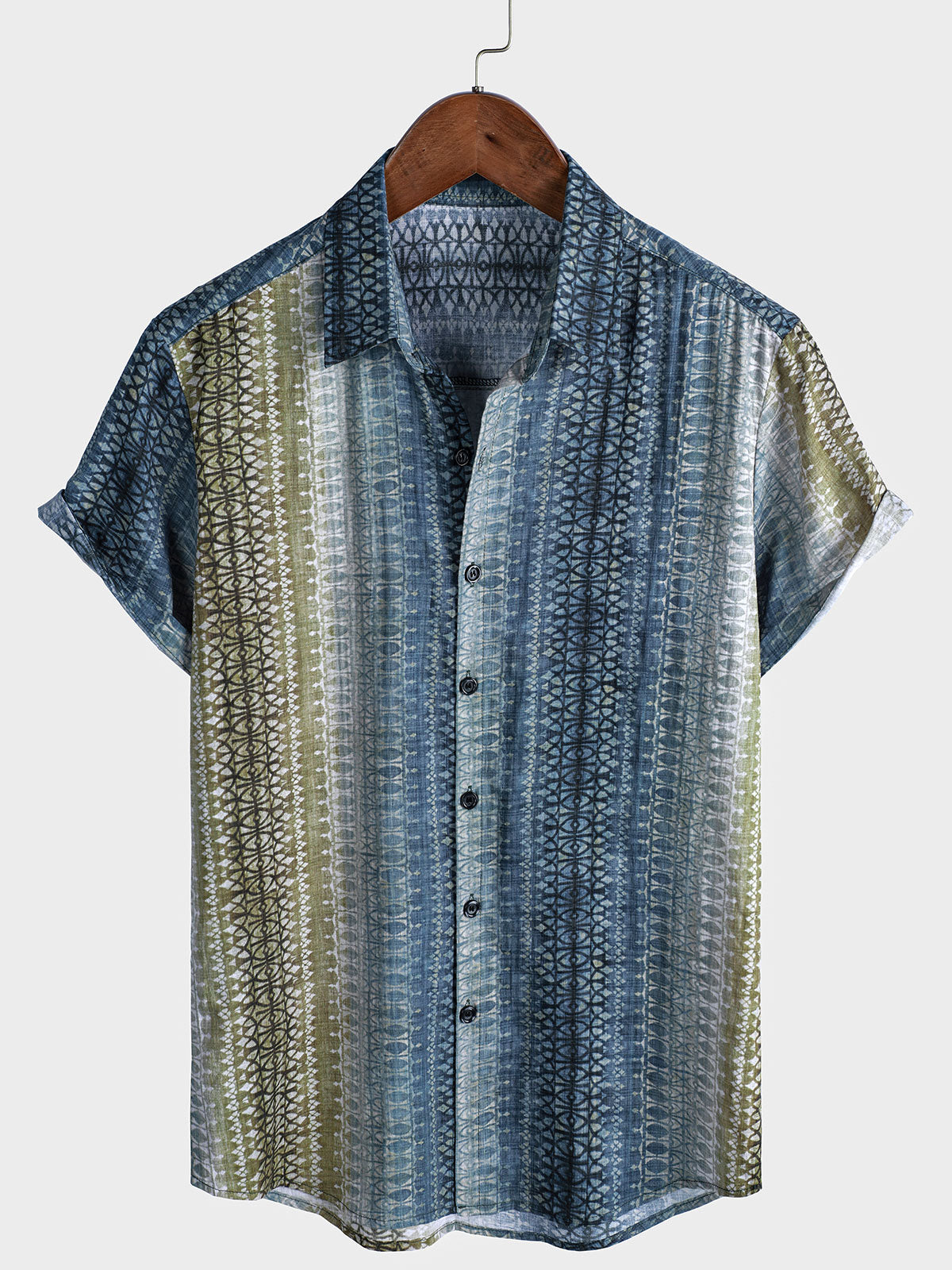 Chemise à manches courtes à rayures rétro dégradées pour homme