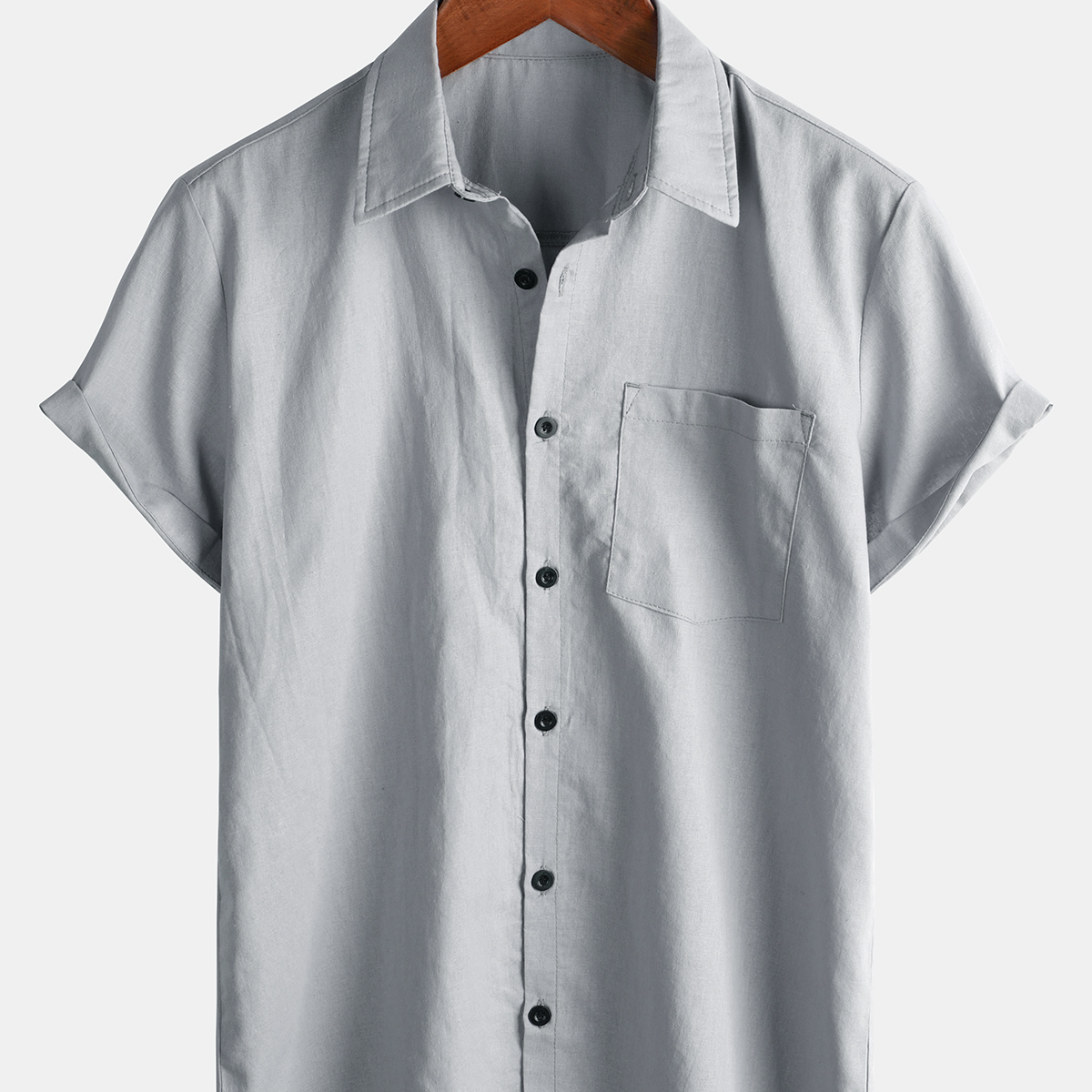 Chemise hawaïenne décontractée à manches courtes en coton et lin avec poche pour hommes