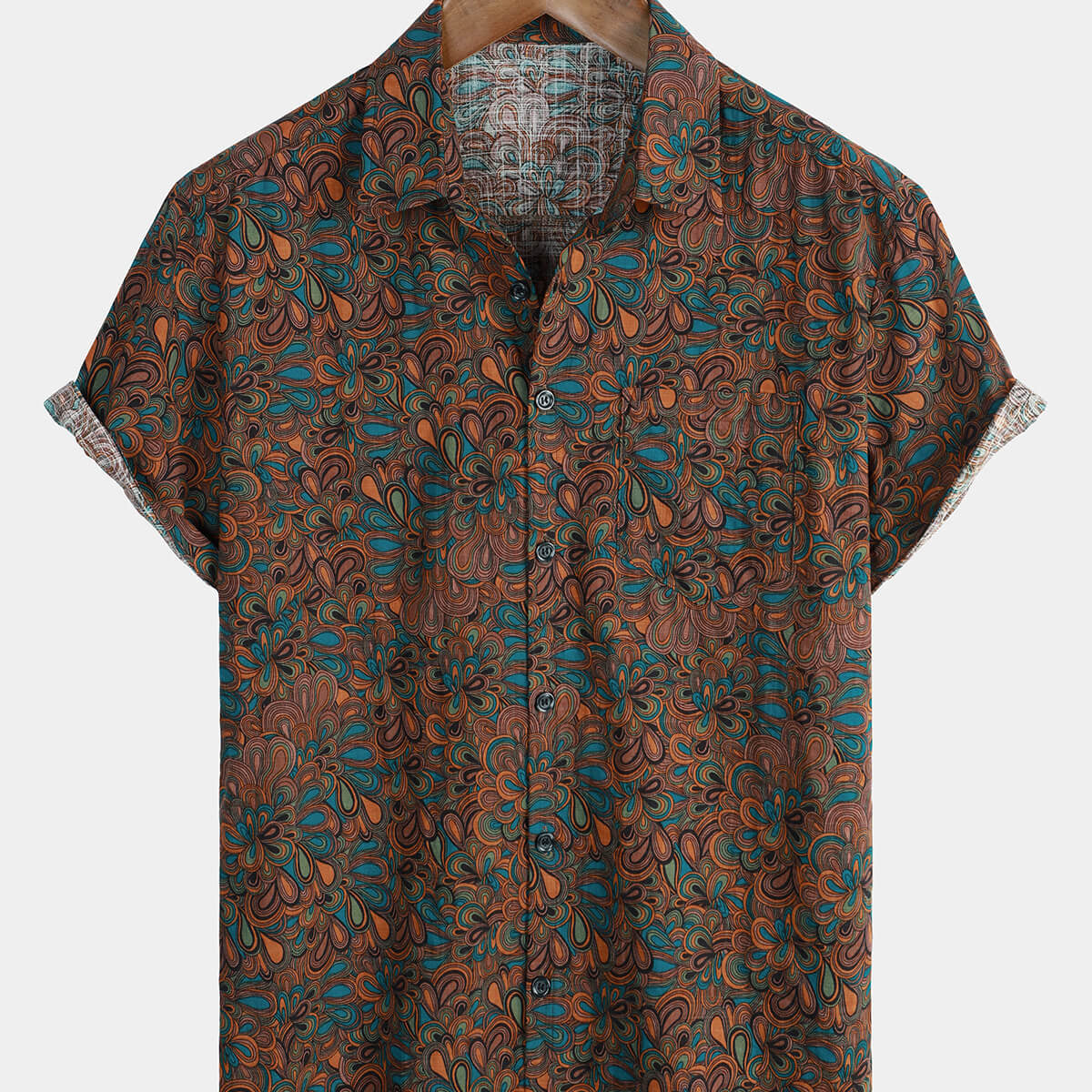 Chemise d'été boutonnée hawaïenne à fleurs vintage pour hommes
