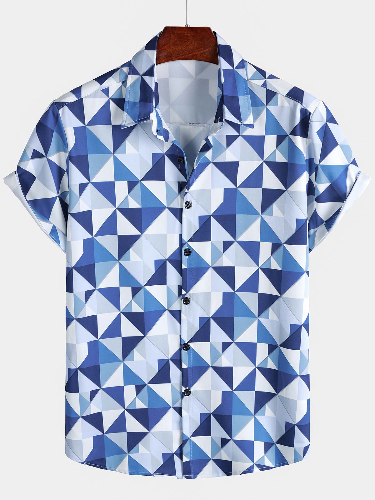 Chemise Homme Style Resort Imprimé Graphique Abstrait Bleu à Manches Courtes
