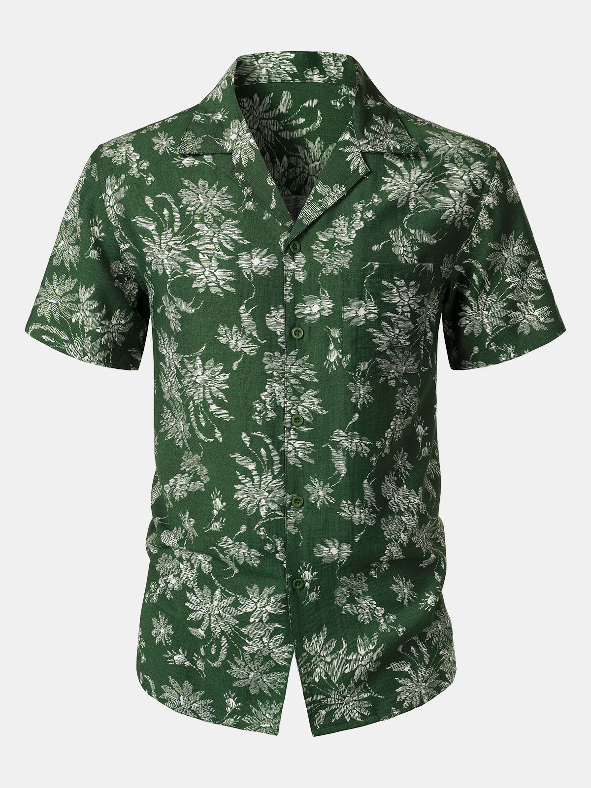 Chemise Hawaïenne Homme Verte à Imprimé Floral Tropical Décontractée