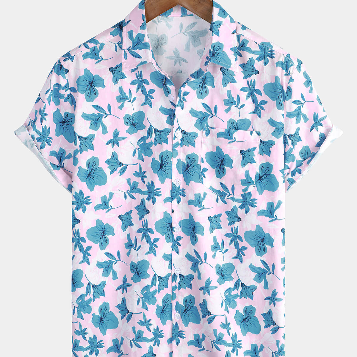 Chemise d'été hawaïenne à fleurs en coton pour hommes