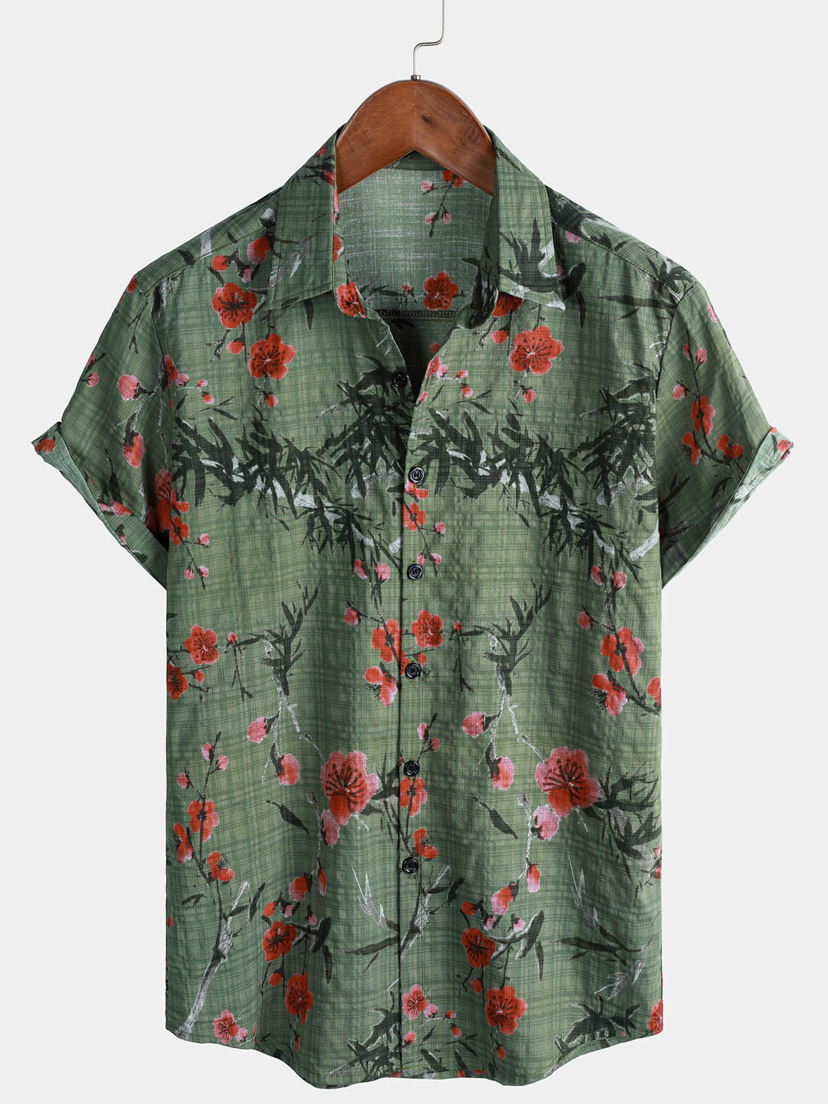 Chemise d'été à manches courtes et imprimé fleuri pour homme