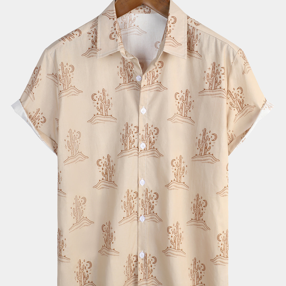 Chemise à manches courtes pour hommes, Vintage Western Cactus rétro hawaïen, vacances