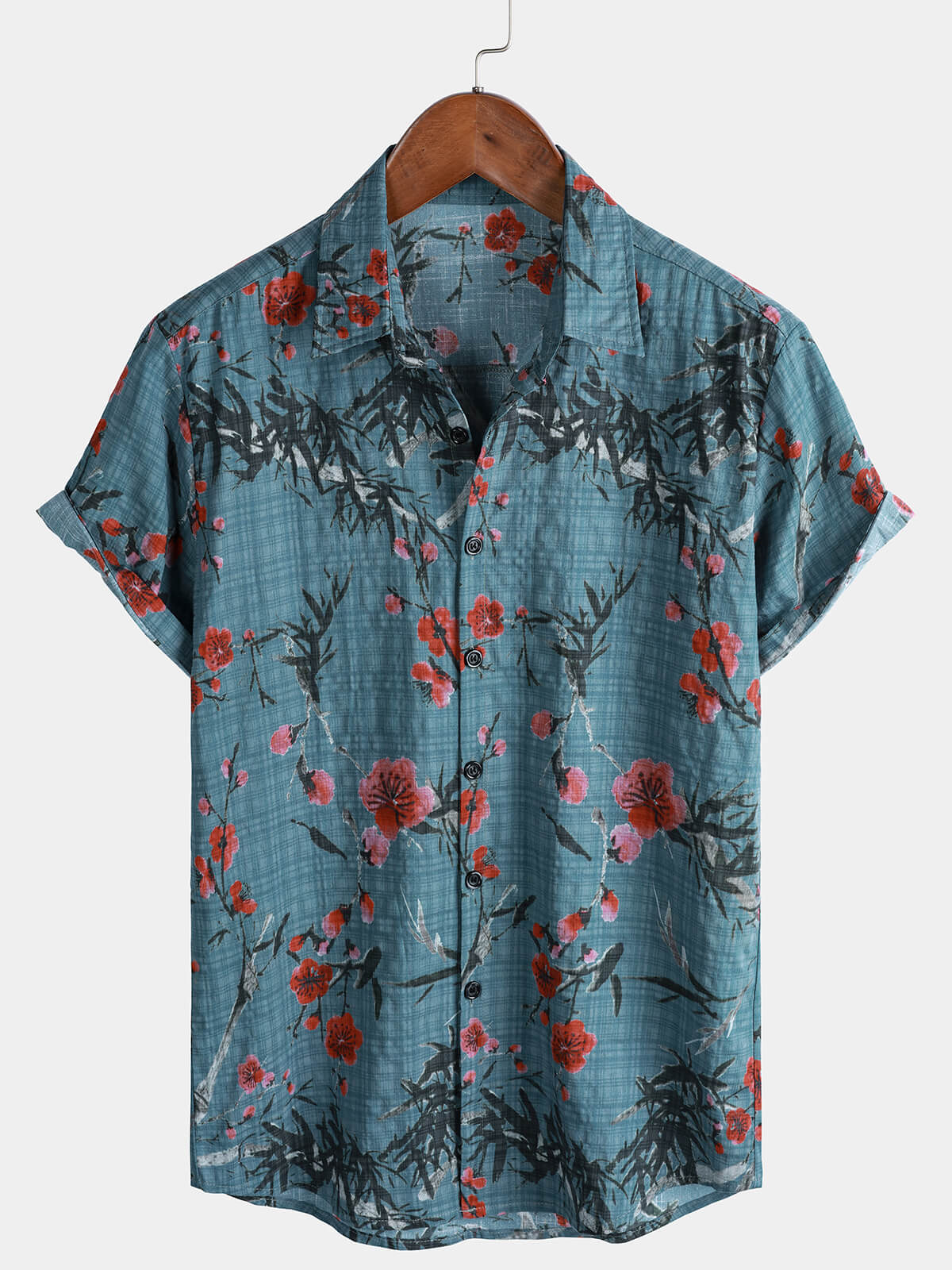 Chemise à manches courtes pour homme, imprimé fleuri, vacances d'été