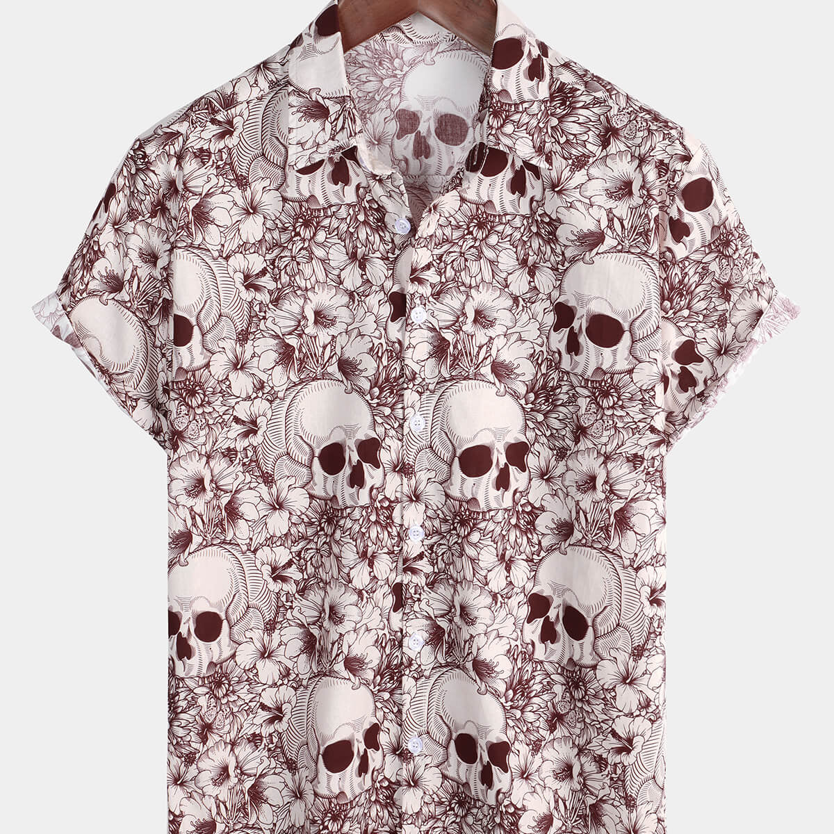 Chemise d'été boutonnée Cool Skull Vacation pour hommes
