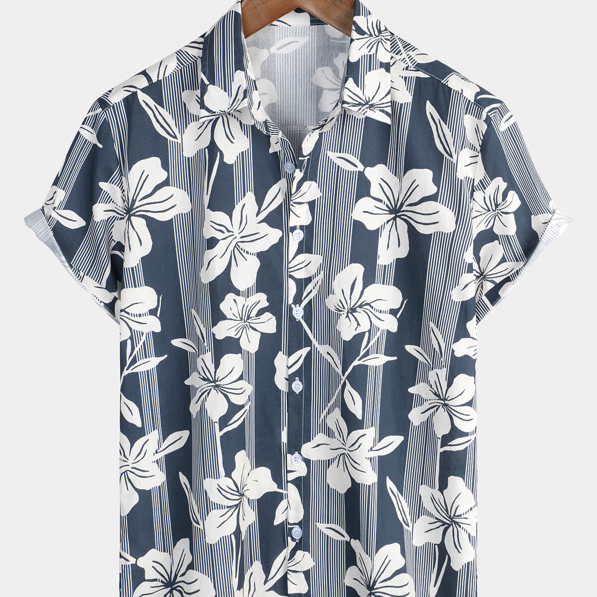 Chemise d'été tropicale hawaïenne à fleurs en coton pour hommes