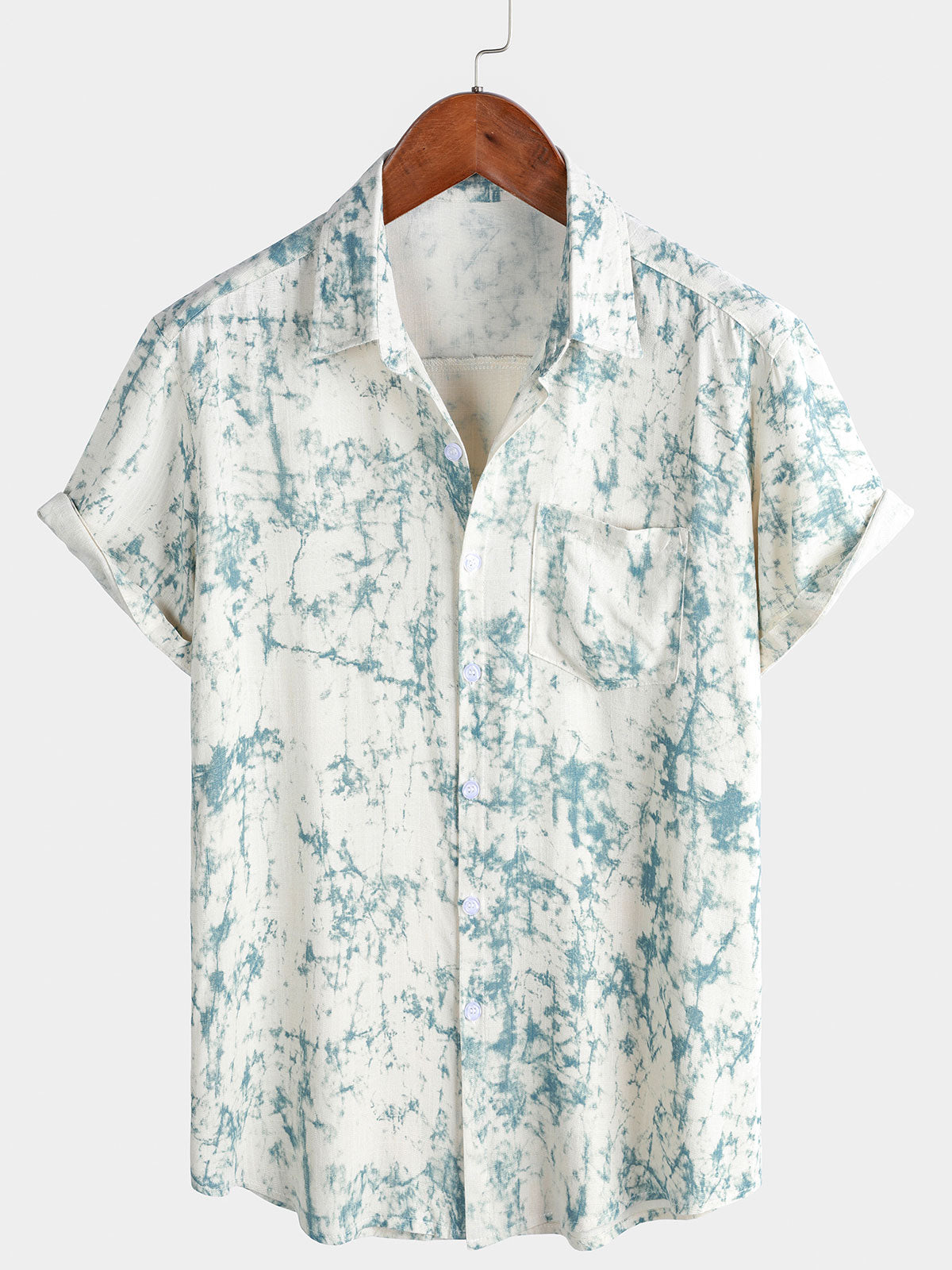 Chemise d'été à manches courtes pour homme, style décontracté, beige, style vintage