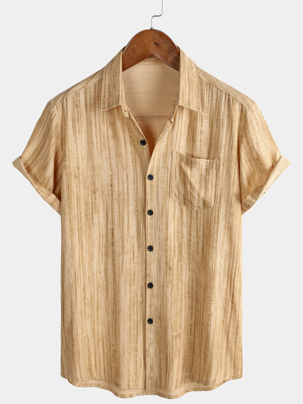 Chemise kaki respirante à manches courtes et poches pour homme