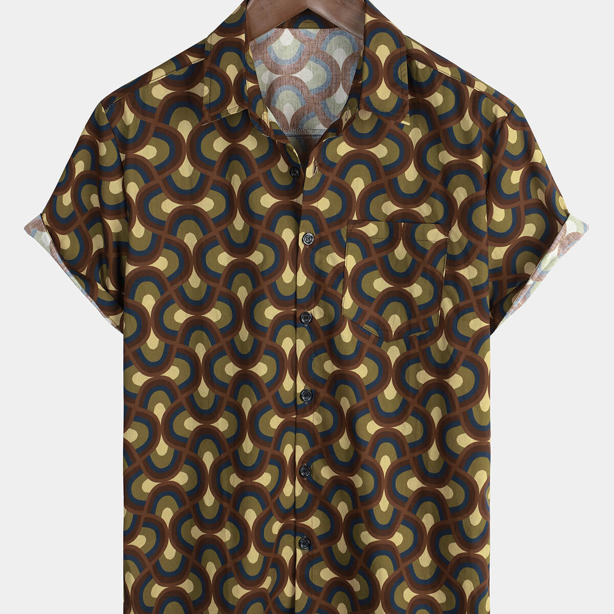 Chemise à manches courtes en coton pour hommes, Vintage, cercle géométrique, Cool, plage
