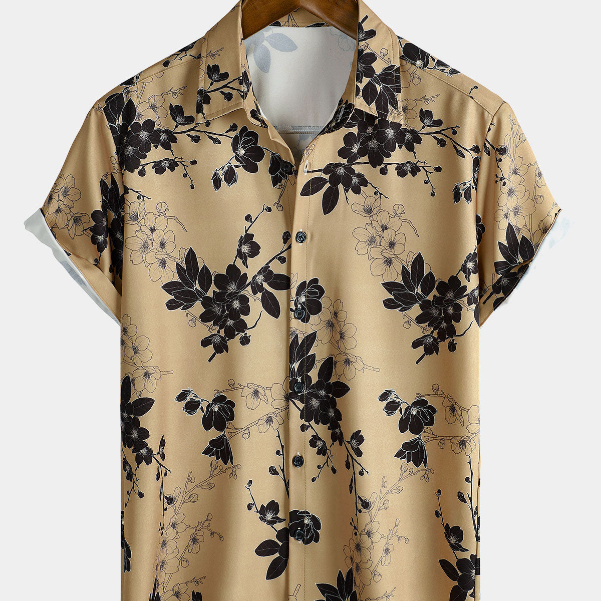 Chemise boutonnée à manches courtes pour hommes, décontractée, florale, vacances, été