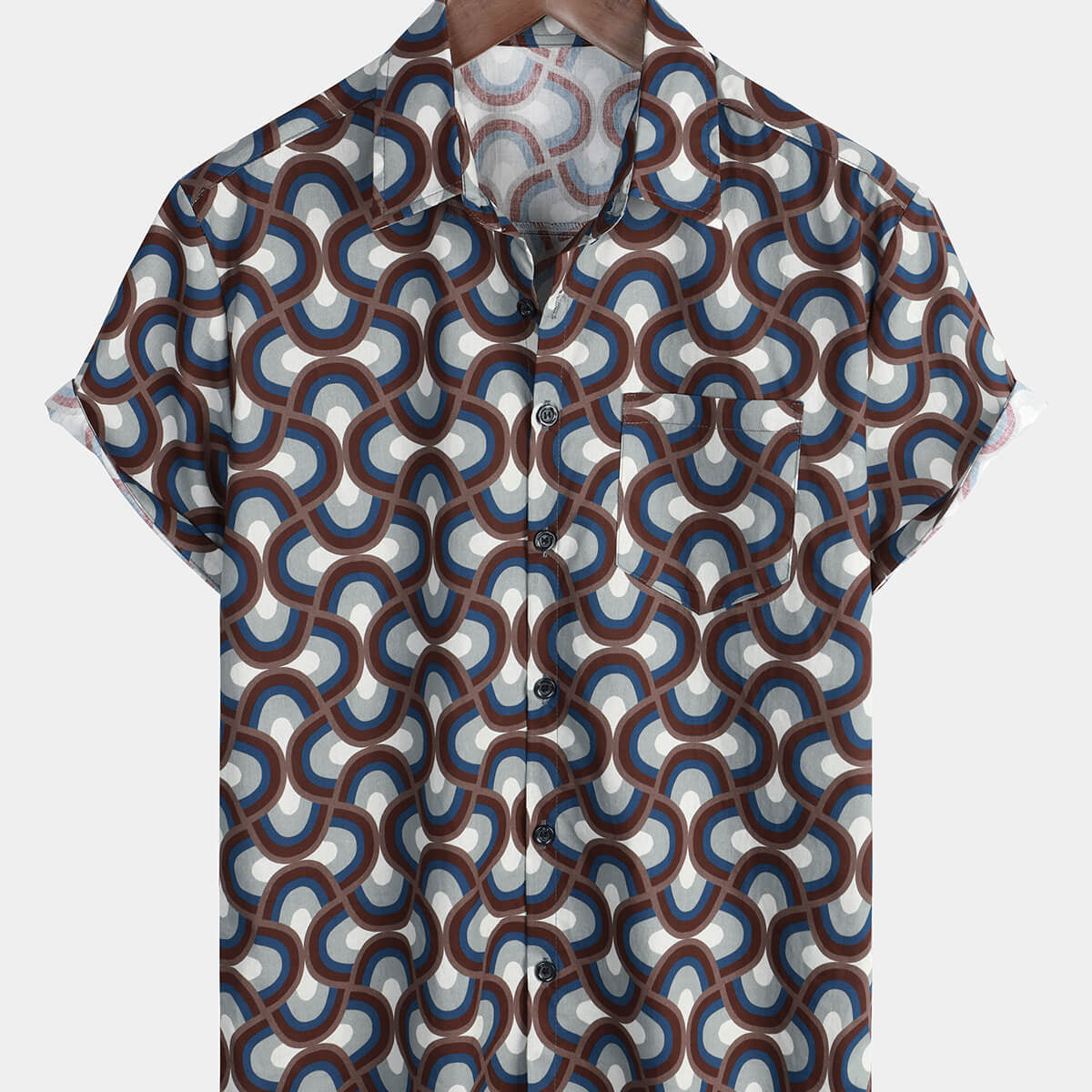 Chemise à manches courtes en coton pour hommes, Vintage, cercle géométrique, Cool, été, plage