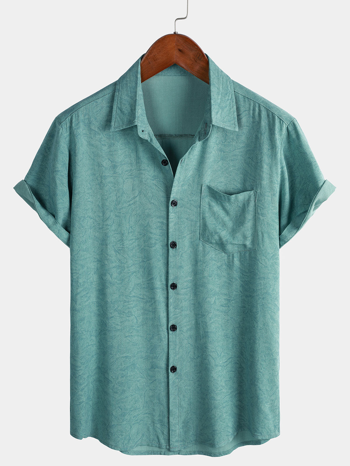 Chemise d'été à manches courtes pour homme, style vintage, décontractée, verte, pour les vacances