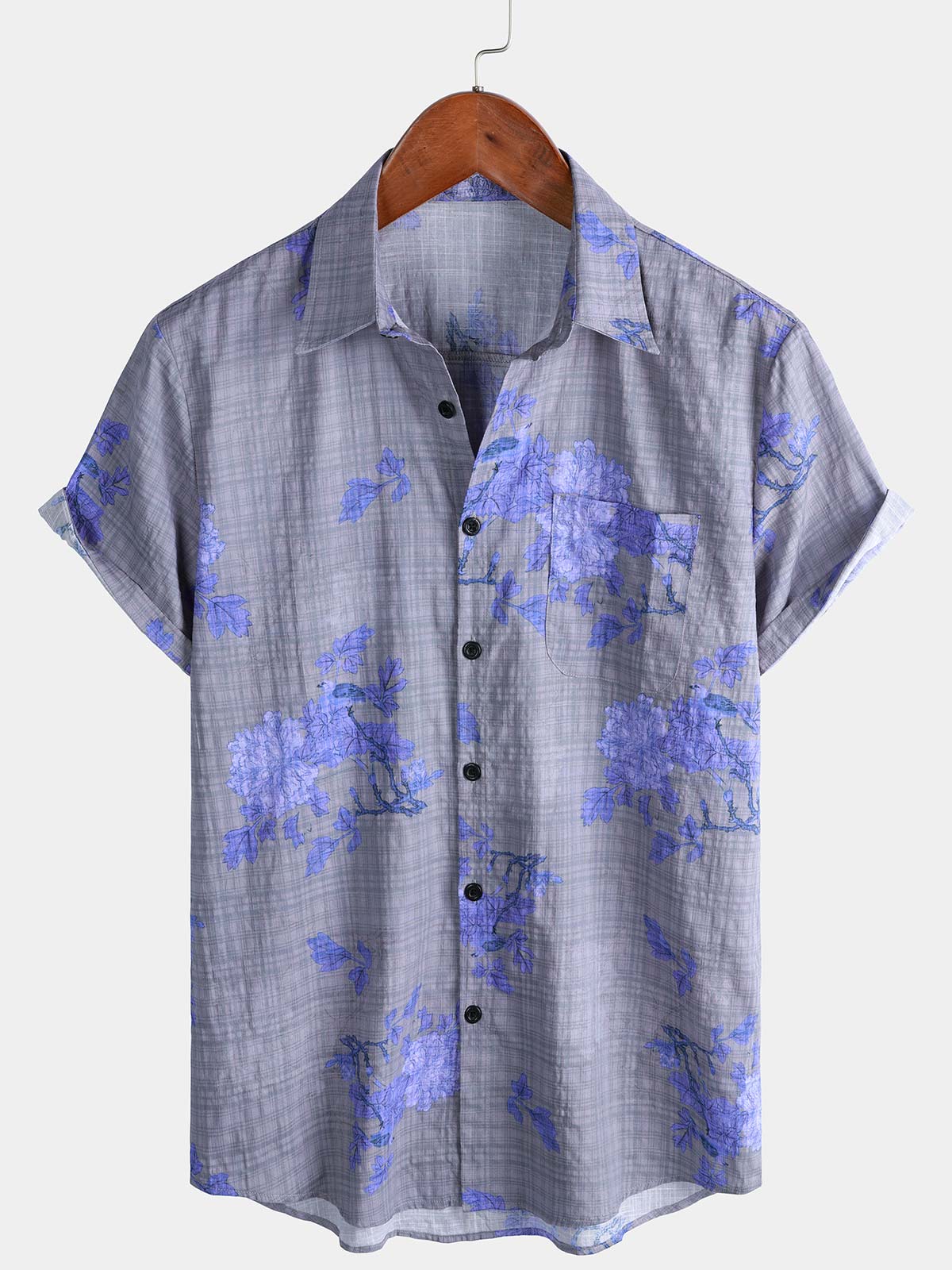 Chemise hawaïenne respirante à manches courtes et imprimé floral pour homme