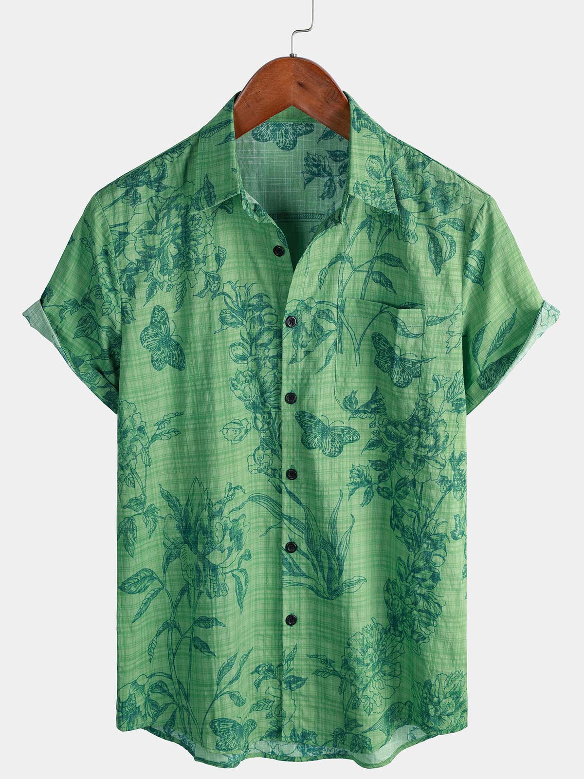 Chemise hawaïenne respirante à manches courtes et imprimé floral pour homme