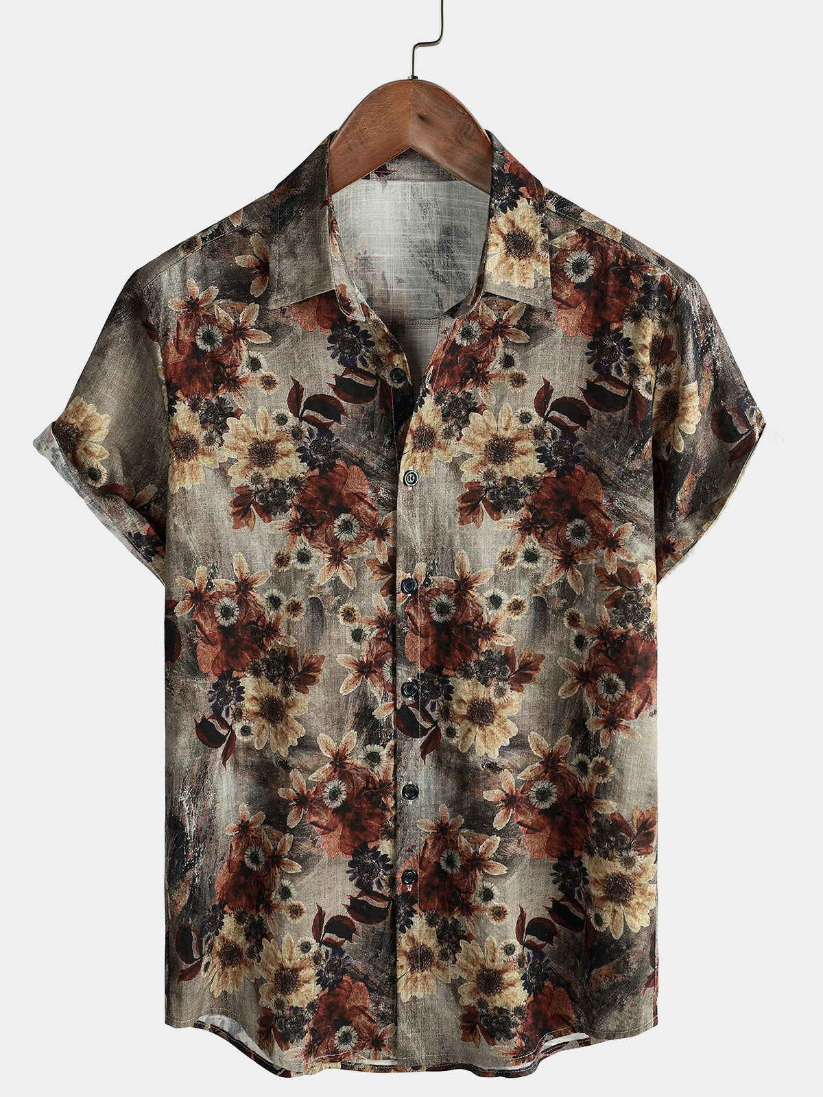 Chemise à manches courtes décontractée à fleurs rétro pour hommes
