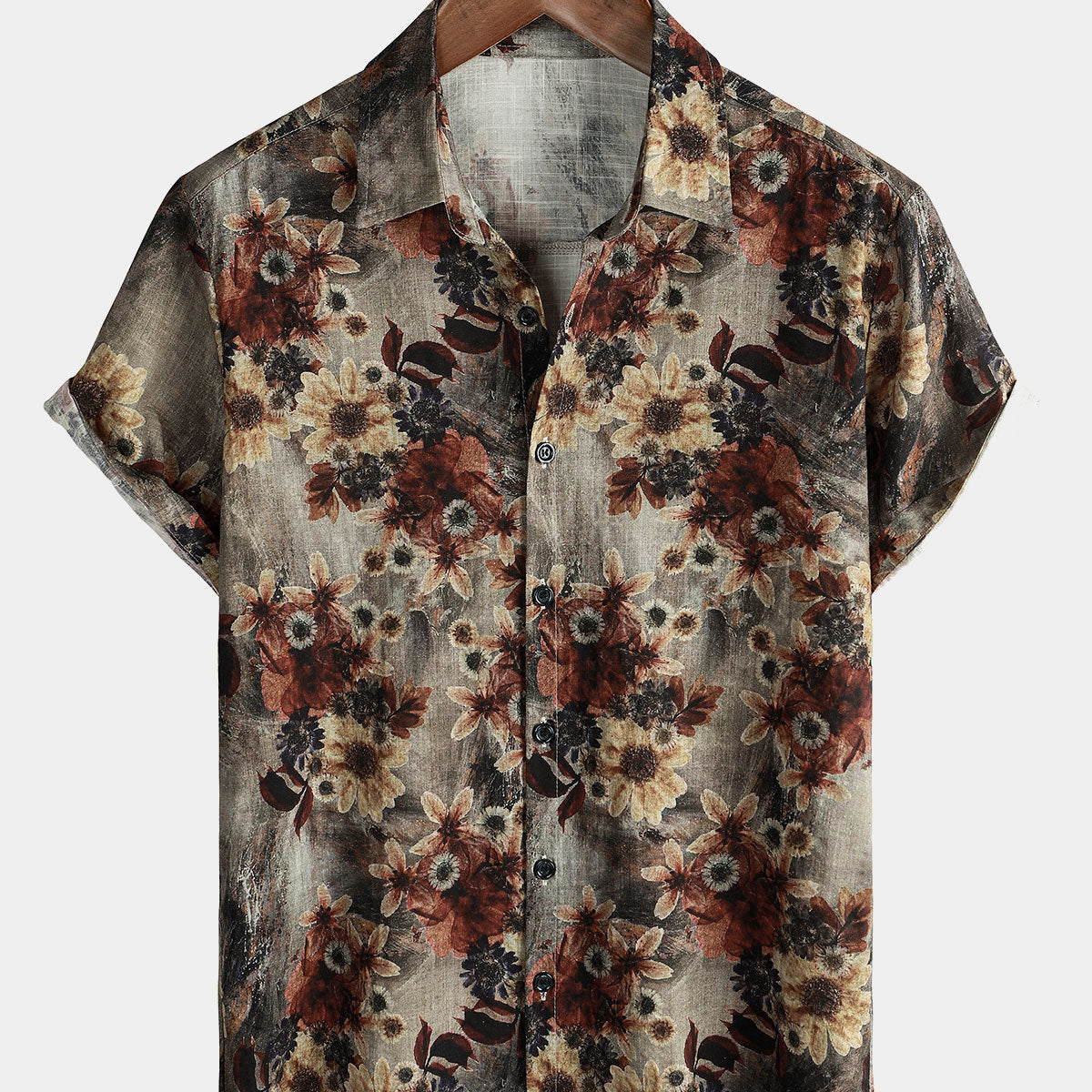 Chemise à manches courtes décontractée à fleurs rétro pour hommes