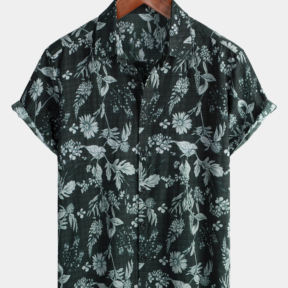 Chemise d'été à manches courtes boutonnée à fleurs tropicales pour hommes